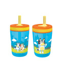 Zak Designs 15oz Bluey Kelso Tumbler Set, Leak-Proof Screw-On Lid with Straw Made of Durable Plastic and Silicone, Perfect Bundle for Kids, 2 Count