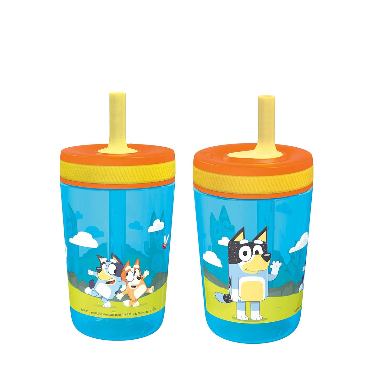 Zak Designs 15oz Bluey Kelso Tumbler Set, Leak-Proof Screw-On Lid with Straw Made of Durable Plastic and Silicone, Perfect Bundle for Kids, 2 Count