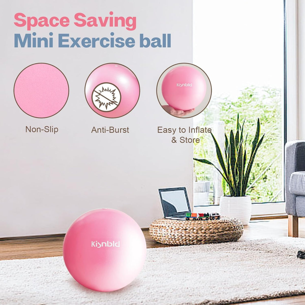 Small Exercise Ball, 9 Inch Mini Pilates Ball, Anti Burst and Slip Resistant Mini Yoga Ball for Stability, Fitness, Physical Therapy, Stretching
