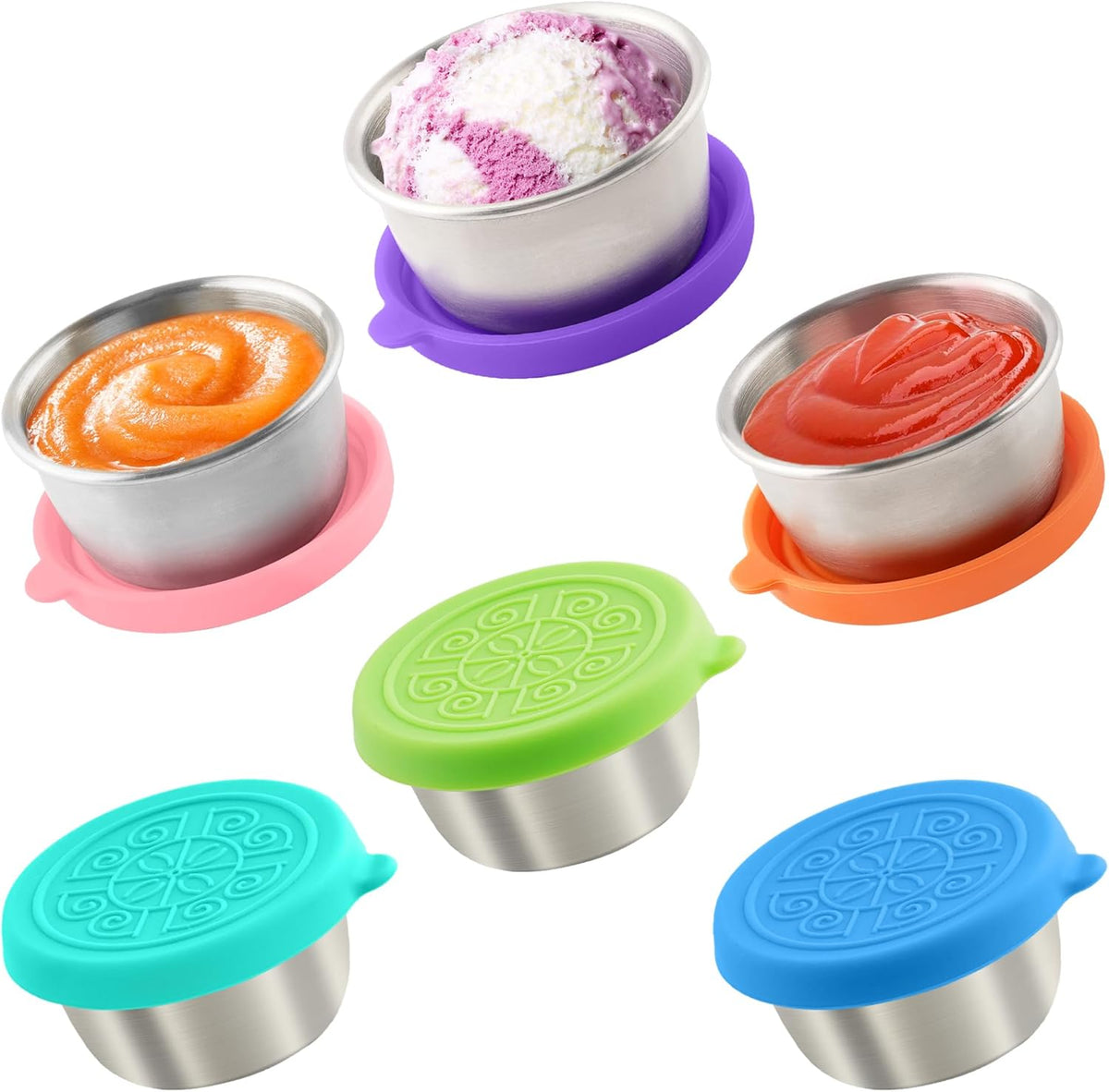6x1.6 Oz Salad Dressing Containers With Lids, Small Leakproof Reusable Stainless Steel Salad Dressing Container To Go For Lunch Boxes,Sauce