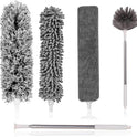Microfiber Feather Duster 5-in-1 Kit, Dusters for Cleaning, Duster with Extension Pole 100 Inches, Cobweb Duster, Microfiber Dusters for High