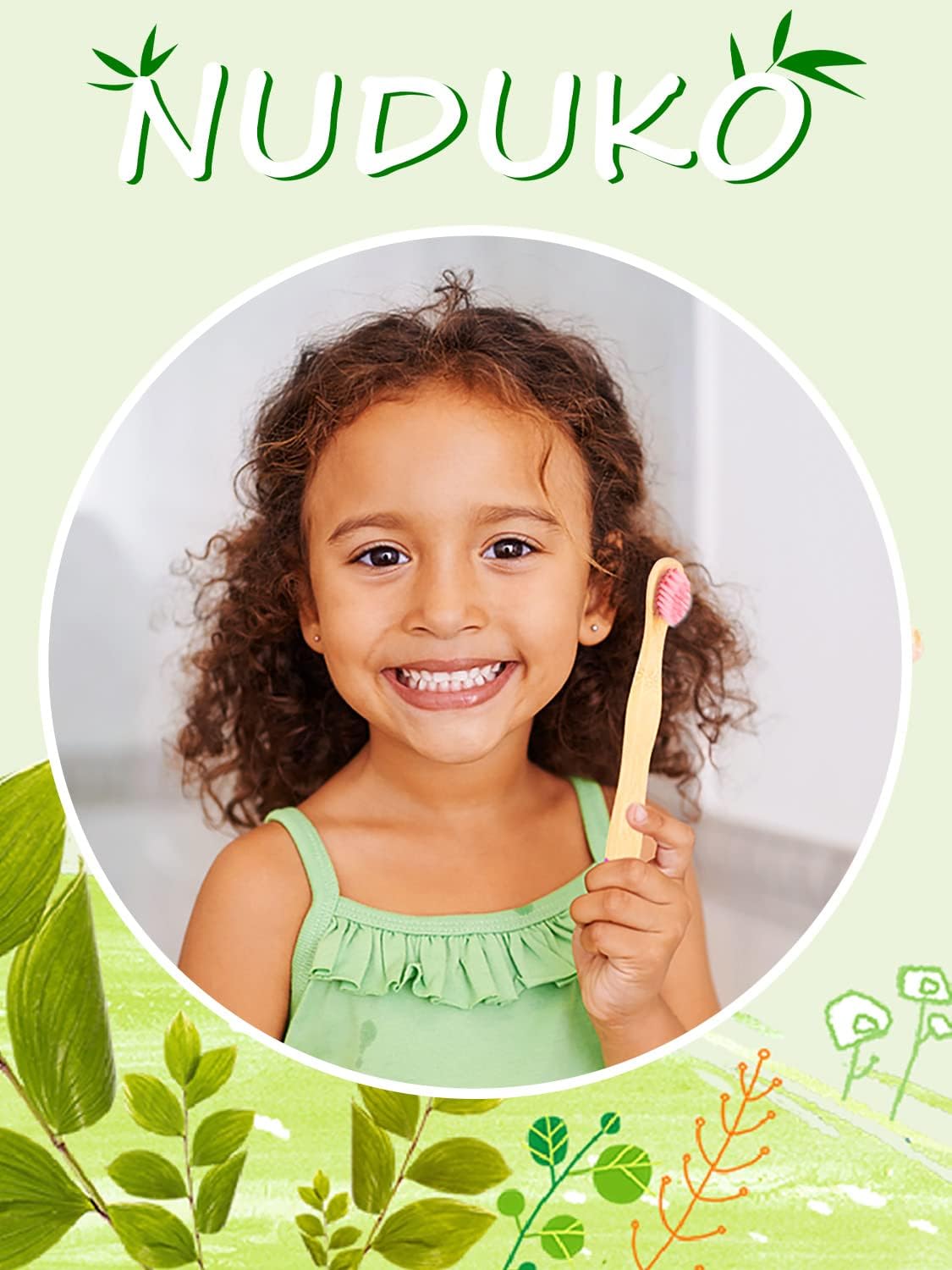 Kids Toothbrush Bamboo Toothbrushes 6 Pack - Organic Compostable Tooth Brush Wooden Baby Toddler Toothbrush, Eco-Friendly Natural Biodegradable Soft