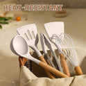 Umite Chef Kitchen Cooking Utensils Set, 33 pcs Non-Stick Silicone Cooking Kitchen Utensils Spatula Set with Holder, Wooden Handle Silicone Kitchen