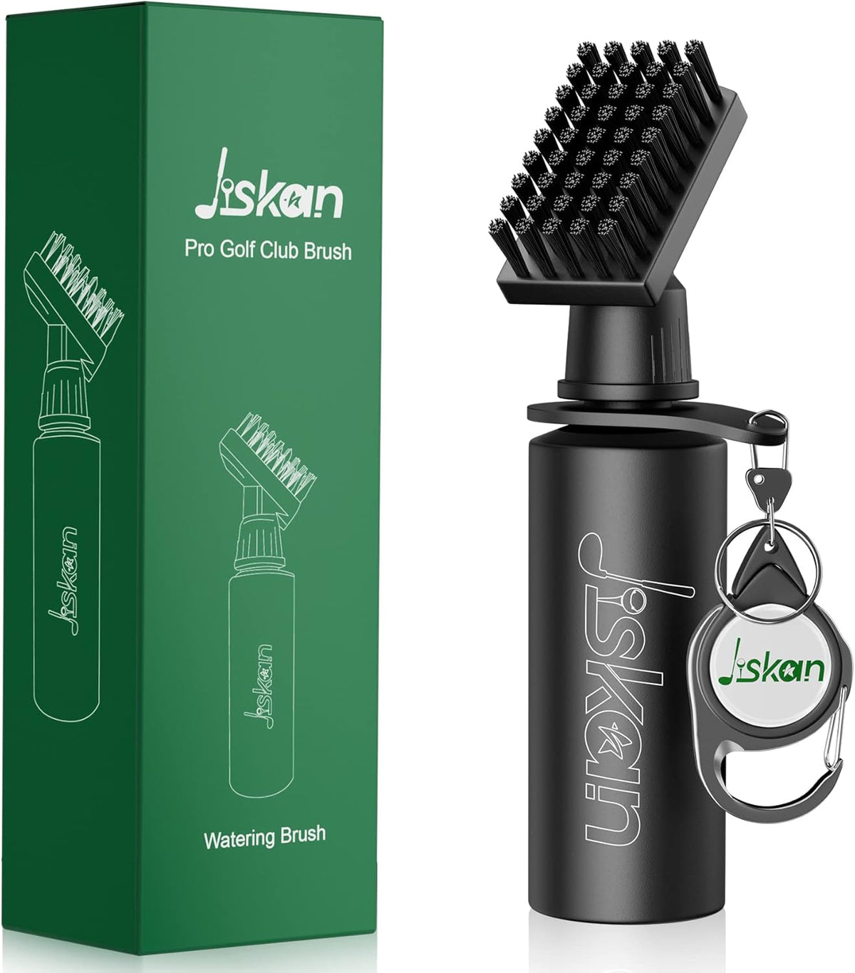 Pro Golf Club Brush Cleaner with Retainer Clip and Squeeze Water Bottle 7.5 Inches Holds 4 Ounces of Water, Essentials Golf Accessories for Men, Best