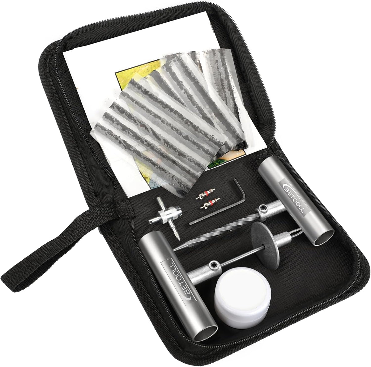 Tire Repair Kit, 24 Pcs Professional Heavy Duty Universal Emergency Flat Tire Repair Kit to Fix Punctures, for car Motorcycle, Truck, Golf Cart, ATV
