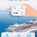 Cruise Essentials 2025,One Beat Travel Power Strip with USB C,Flat Plug Extension Cord with 3 Outlets 4 USB Ports(2 USB C),5 ft Desk Wall Outlet