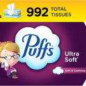 Puffs Ultra Soft Non-Lotion Facial Tissue, 8 Family Boxes, 124 Facial Tissues per Box