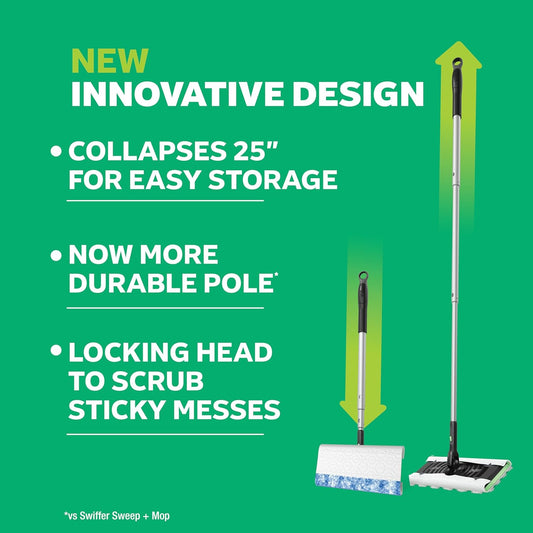 Swiffer Sweep & Mop Deluxe 2-in-1 Floor Mopping and Sweeping Kit, Multi-Surface Kit for Floor Cleaning, Kit Includes 1 Sweeper Device, 5 Heavy Duty