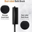 VWMYQ Silicone Back Scrubber for Shower, 17in Lengthen Long Handle Body Brush, Double Sided Shower Brush for Shower Exfoliating and Massage Can