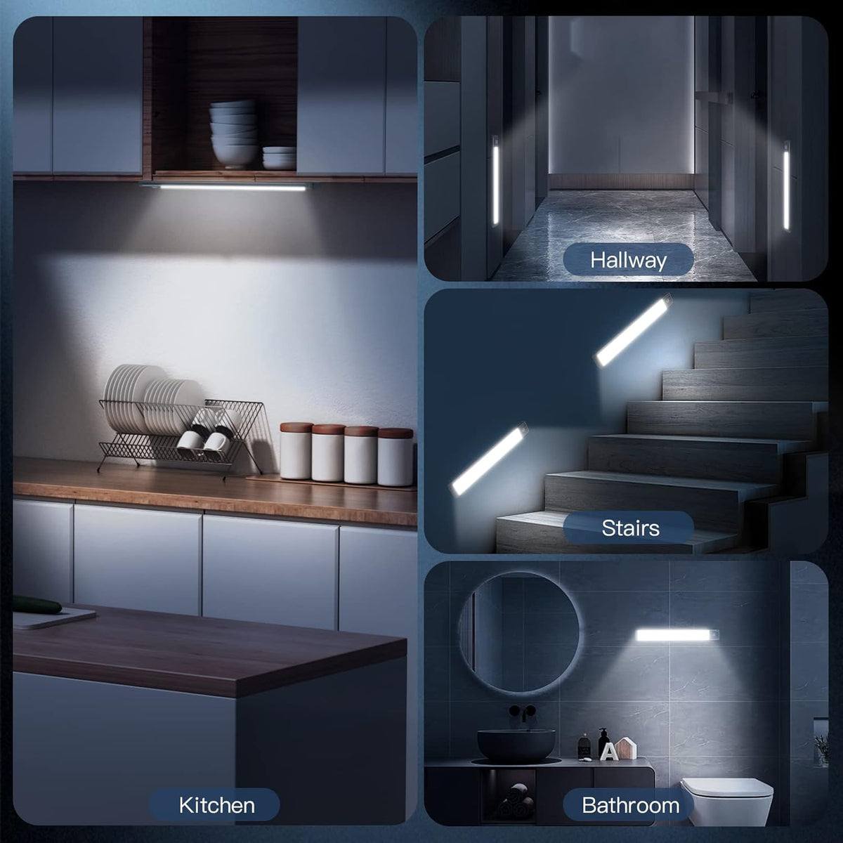 Under Cabinet Lighting,40 LED Rechargeable Battery Operated Motion Sensor Light Indoor - Cart Shape