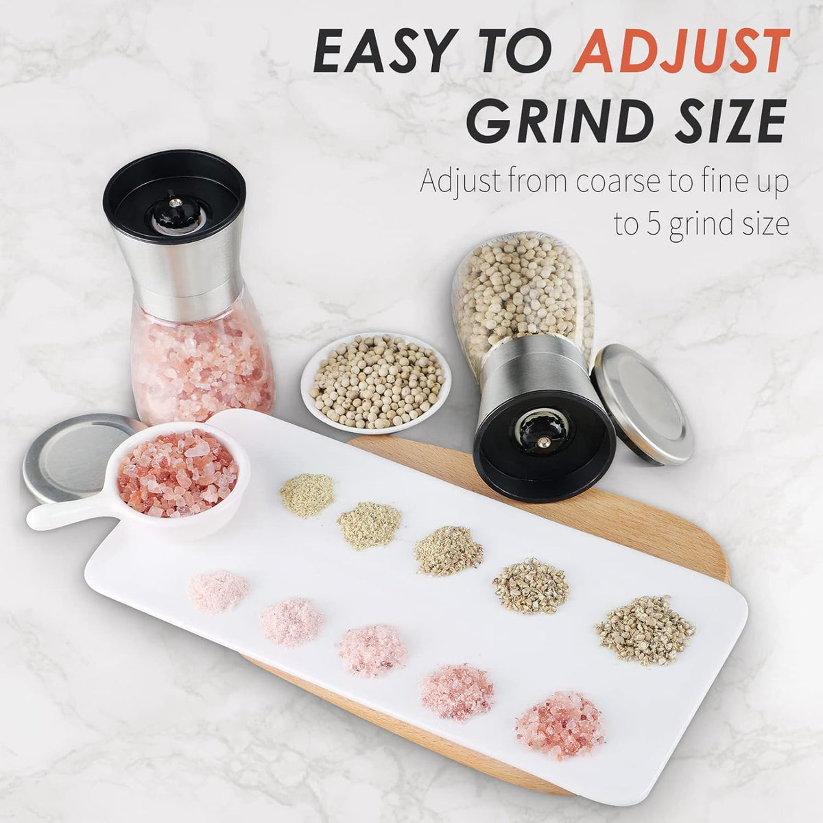 Original Stainless Steel Salt or Pepper Grinder - Top Spice Mill with Ceramic Blades, Brushed Stainless Steel and Adjustable Coarseness By Pepper