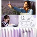 Four Candies Lavender Series Gel Pens, Black & Purple Ink Writing Pens with 0.5 mm Smooth Fine Point, School Office Stationery Supplies Desk