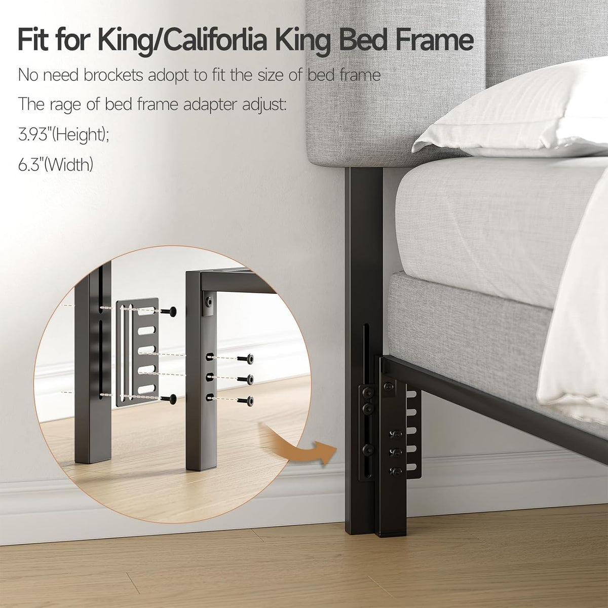 ONBRILL Adjustable Headboard for King/California King Size Bed Frame, Linen Fabric Bed Headboard with Storage & RGB LED Light in Modern Vertical