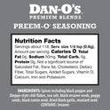 Dan-O's Preem-O Seasoning, 2.5 oz Bottle, Meat Seasoning for Steak, Ribs, Chicken, Brisket and More, Sugar Free, Zero Calorie, Use this Spice Blend