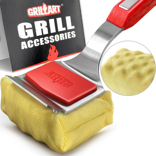 GRILLART Grill Brush Bristle Free. SteamWizards BBQ Replaceable Cleaning Head, Unique Seamless-Fit Scraper Tool for Cast Iron/Stainless-Steel Grates