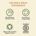 Bee's Wrap Beeswax Wraps for Food - Honeycomb 3 Pack (S, M, L) Made in USA Reusable & Organic Food Wraps, Sandwich Wrap & Bowl Covers - Eco-Friendly