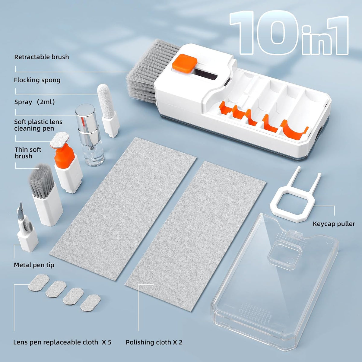 Keyboard Cleaning Kit Laptop Cleaner, 10-in-1 Computer Screen Cleaning Brush Tool, Multi-Function PC Electronic Cleaner Kit Spray for iPad iPhone