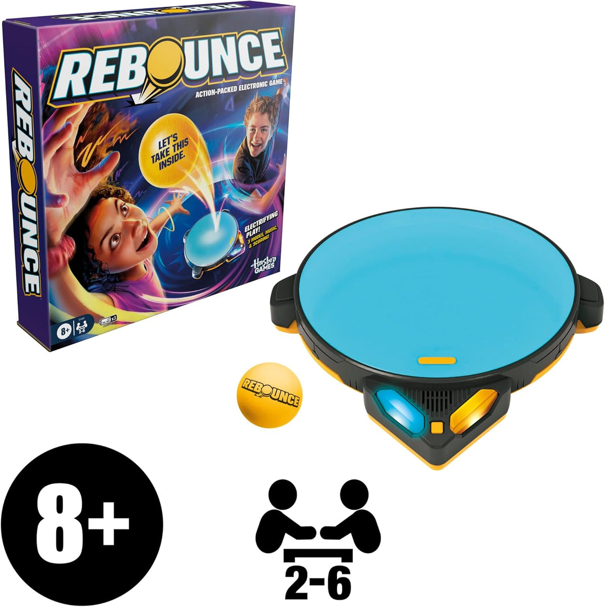 Hasbro Games Rebounce Game | Indoor and Outdoor Electronic Action Game for Kids, Teens, and Adults | Ages 8+ | 2 to 6 Players | 10 Mins. | Family