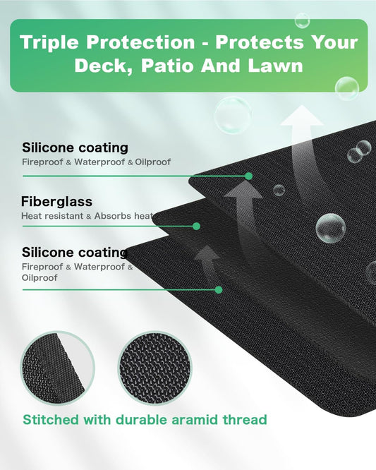 Large 76 x 52 inches Under Grill Mats for Outdoor Grill | Double-Sided Fireproof | Waterproof | Oil-Proof | Easy to Clean | Indoor Fireplace/Fire Pit