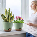 Plant Pots 10/9/8/7.5/7 Inch Self Watering Pots, Set of 5 Plastic Planters with Drainage Holes and Saucers,Plastic Flower Pots,Nursery Planting Pot