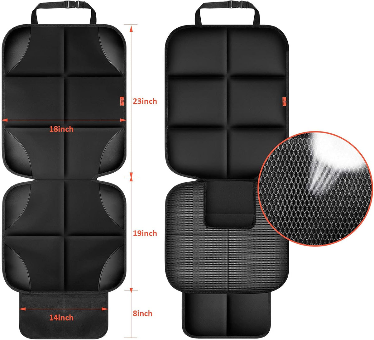 Car Seat Protector 1 Pack Car Seat Cushion Mat Thickest Padding,Waterproof 600D Fabric Car Seat Covers for Non-Slip Backing Mesh Pockets for Baby and