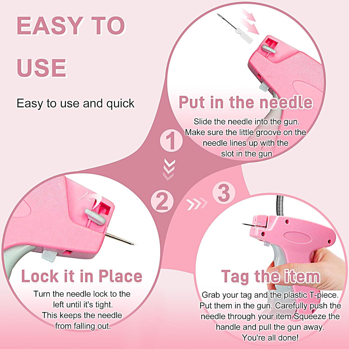 Stitch Gun for Clothes， Handheld Stitch Gun Quick Clothing Fixer，Sewing Kit Includes 1,000 Black Fasteners & 1,000 White Fasteners & 6