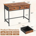 Furologee Small Computer Desk with 2 Fabric Drawers for Bedroom,34 Inch Home Office Writing Desk, Vanity Desk with Hooks, Simple Study Desk for Small