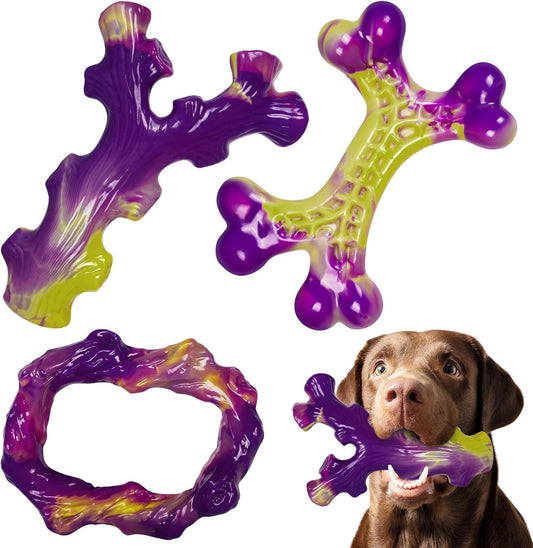 Tough Dog Toys for Aggressive Chewers 3 Pack, Indestructible Dog Toy for Large Dogs, Dog Chew Toys to Keep Them Busy, Dog Bones for 15-100lbs