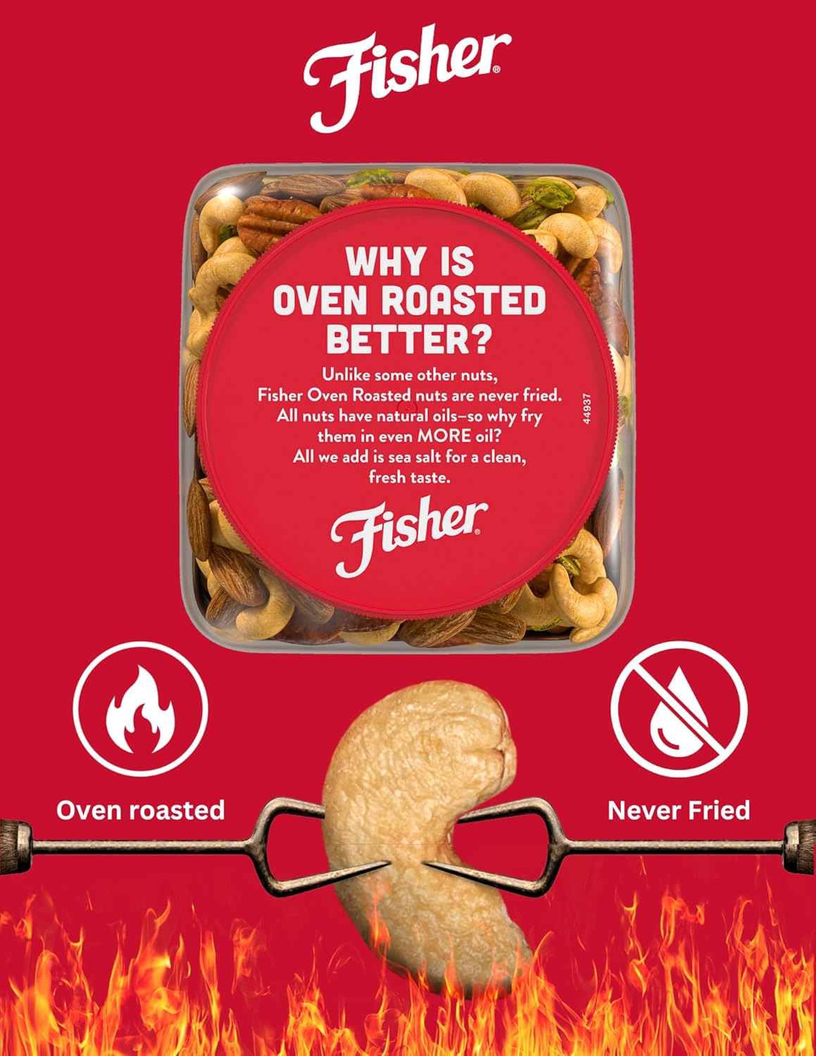 Fisher Oven Roasted Never Fried Deluxe Mixed Nuts, 24 Ounces (Pack of 1), Almonds, Cashews, Pecans, Pistachios, Healthy Snacks for Adults, Made With