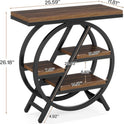 Tribesigns End Table for Living Room, 3-Tier Narrow Side Table with Storage, Wood Sofa Side Table with Geometric Metal Frame, Industrial Nightstand