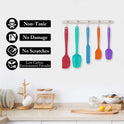 HOTEC Heat Resistant 600℉ Food Grade Silicone Rubber Spatula Set for Baking, Cooking, and Mixing Non Stick Dishwasher Safe BPA-Free Multicolor Set of