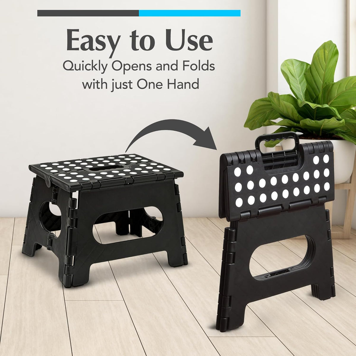 Handy Laundry Folding Step Stool - Sturdy Enough Collapsible Stool to Support Adults and Safe Enough for Kids - Opens Easy with One Flip - Great for