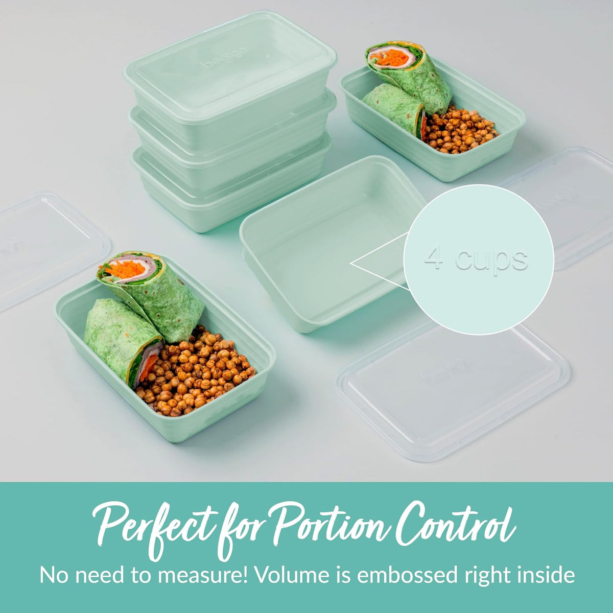 Bentgo Prep - 20-Piece 1-Compartment Reusable Meal Prep Containers with Lids, PFAS & BPA Free Materials, Durable, Microwave, Freezer, & Dishwasher