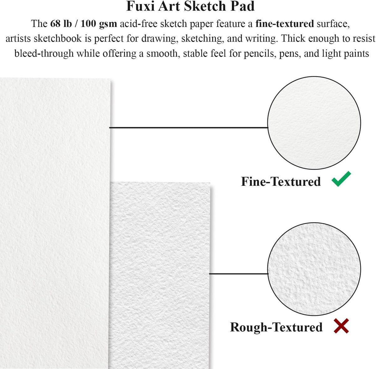 Fuxi 9" x 12" Sketch Book, Top Spiral Bound Sketch Pad, 100 Sheets 68lb/100gsm Acid-Free Drawing Paper, Art Sketchbook for Drawing Pad for Kids