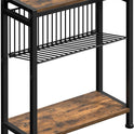 Small Side Table for Small Space, 3-Tier Narrow End Table with Magazine Holder,Slim Nightstand, Skinny Snack Couch Table in Living Room, Bedroom