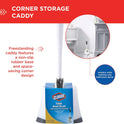 Clorox Under-Rim Toilet Bowl Brush with Corner Storage Caddy, 16 x 5 x 5.5 in