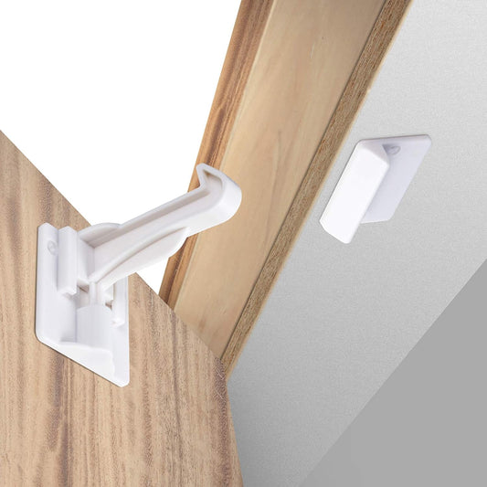 Upgraded Invisible Baby Proofing Cabinet Latch Locks (10 Pack) - No Drilling or Tools Required for Installation, Works with Most Cabinets and