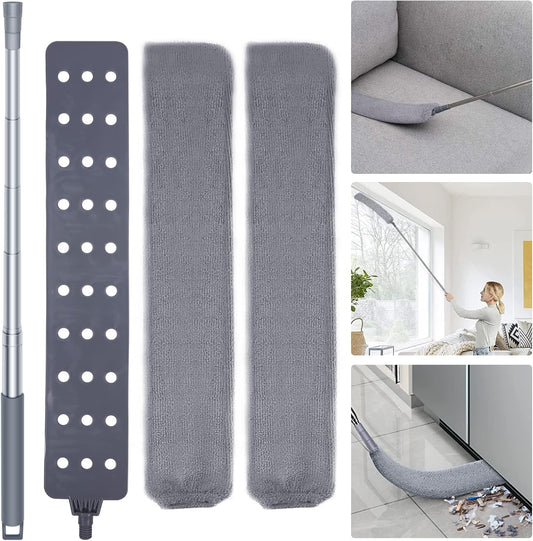 Retractable Gap Dust Cleaner Cleaning Tools with 2 Microfiber Dusting Cloths Long Handle 60inches Washable and Retractable Duster Brush for Cleaning