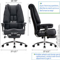 Big and Tall Office Chair 400lbs Wide Seat, Leather High Back Executive Office Chair with Foot Rest, Ergonomic Chairs Lumbar Support for Lower Back