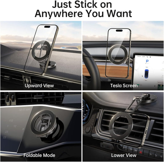 Syncwire Fits MagSafe Car Mount for Car Dash&Tesla Screen[All-Metal] Magnetic Phone Holder, [Flexible Three-axis]360° Rotation Car Mount Strong