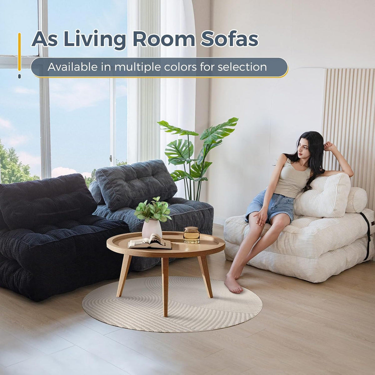 MAXYOYO Folding Sofa Bed, Convertible Sleeper Chair with Pillow Foldable Mattress with Back Support, Portable Fold Out Chair Bed Comfy Floor Sofa