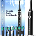 Bymore Electric Toothbrush for Adults, Sonic Rechargeable Toothbrush with 8 Brush Heads, 330-Day Battery, 5 Cleaning Modes & 2-Min Timer