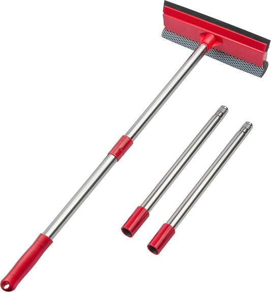DSV Standard Window Squeegee, 2-in-1 Window Cleaner with 55" Extension Poles, Window Washing Kit, Glass Door Cleaner, Multi-Use Car Windshield