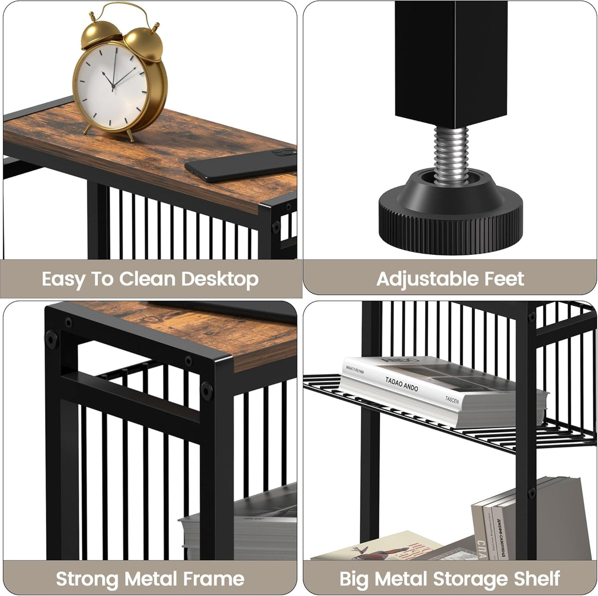 Small Side Table for Small Space, 3-Tier Narrow End Table with Magazine Holder,Slim Nightstand, Skinny Snack Couch Table in Living Room, Bedroom
