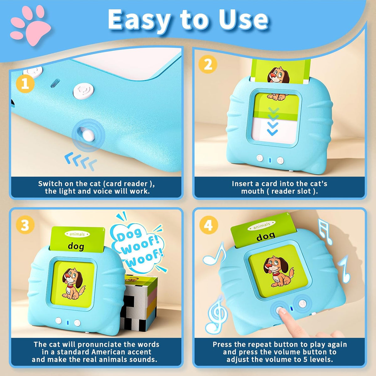 Toddler Toys Talking Flash Cards for 1 2 3 4 5 6 Year Old Boys and Girls, Autism Sensory Toys for Autistic Children, Learning Educational Montessori
