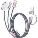 Temdan for Travel Essentials,3 in 2 USB C Cable for Apple Watch Charger/iPhone 17 Charger/Lightning,Multi Charging Cable Cord,Vacation Camping