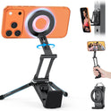 OMOTON TP02 360°Rotating for MagSafe Tripod, Adjustable Aluminum Magnetic Phone Tripod for iPhone 17/16/15/14 Pro Max Air, Foldable Cell Phone Stand