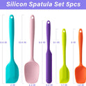 Silicone Spatula Set, 5 Piece Food Grade Rubber Spatulas for Baking, Cooking, and Mixing High Heat Resistant Non Stick Dishwasher Safe BPA-Free