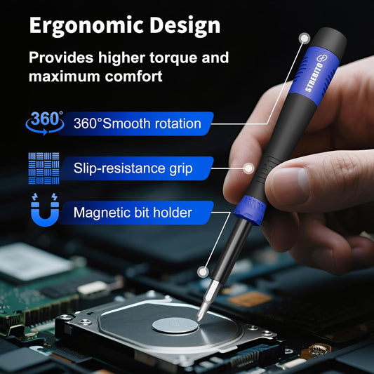 STREBITO Small Precision Screwdriver Set 64-piece with Torx, Triwing, Pentalobe, Electronics Repair Tool Kit for Computer, PC, Laptop, Macbook
