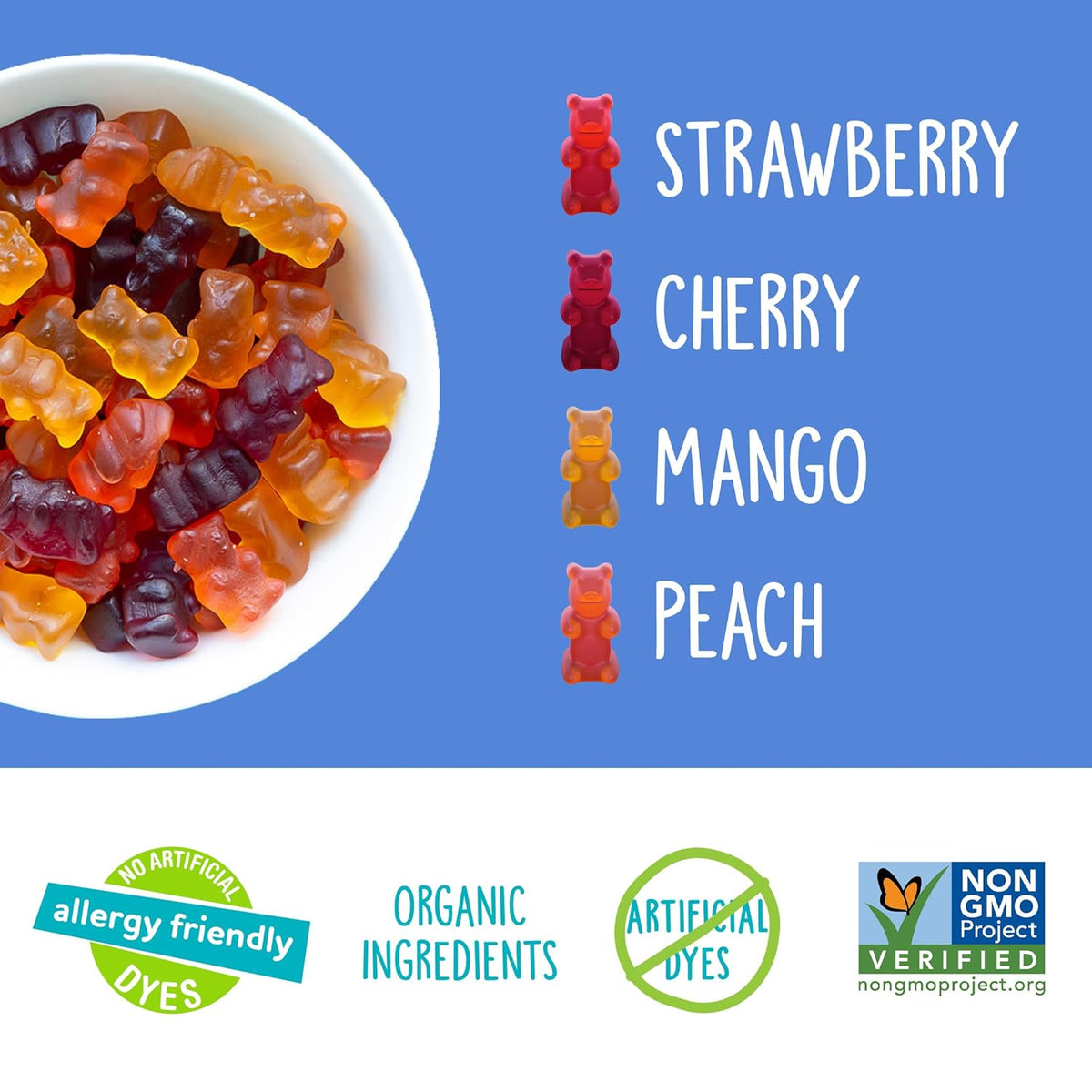 YumEarth Organic Gummy Bears - Fruity Gummy Candy Snack Packs, Gluten Free Snacks for Kids - Allergy Friendly, Non-GMO, No Artificial Dyes - Assorted